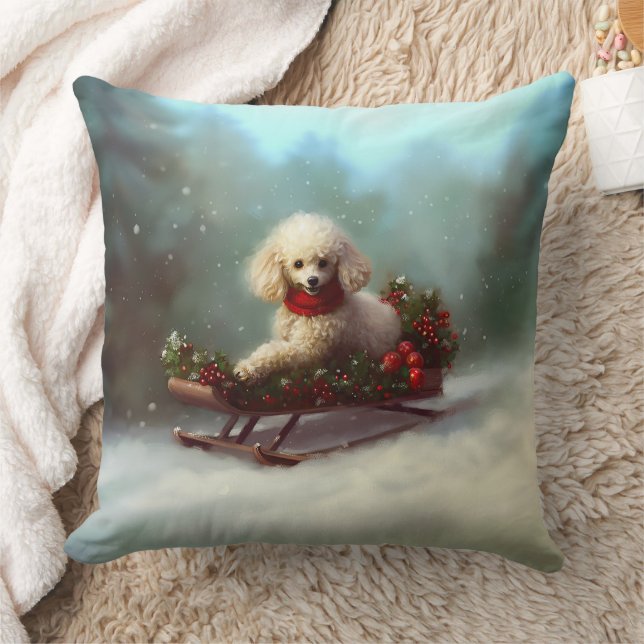 Poodle Christmas snow winter  Cushion (Blanket)