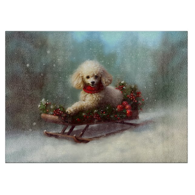 Poodle Christmas snow winter  Cutting Board (Front)