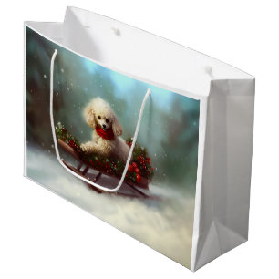 Poodle Christmas snow winter Large Gift Bag