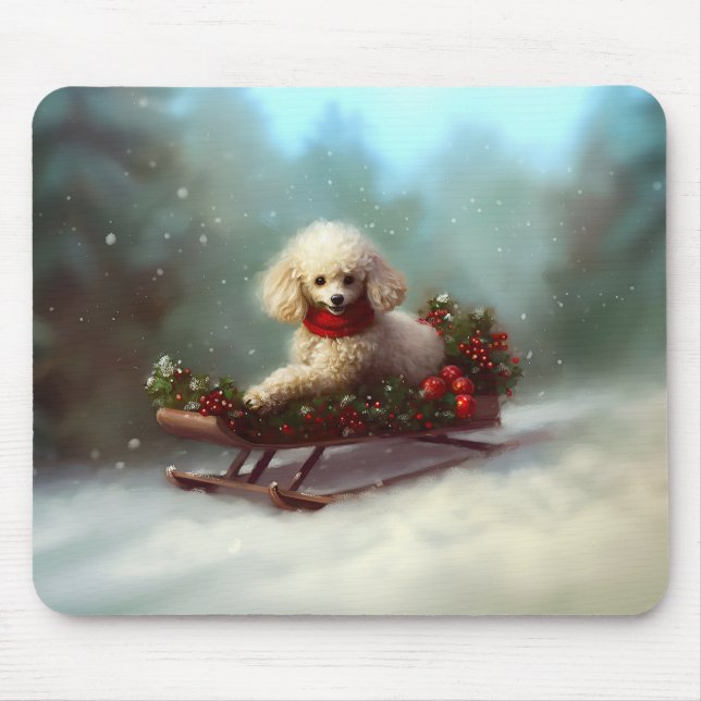 Poodle Christmas snow winter  Mouse Pad (Front)