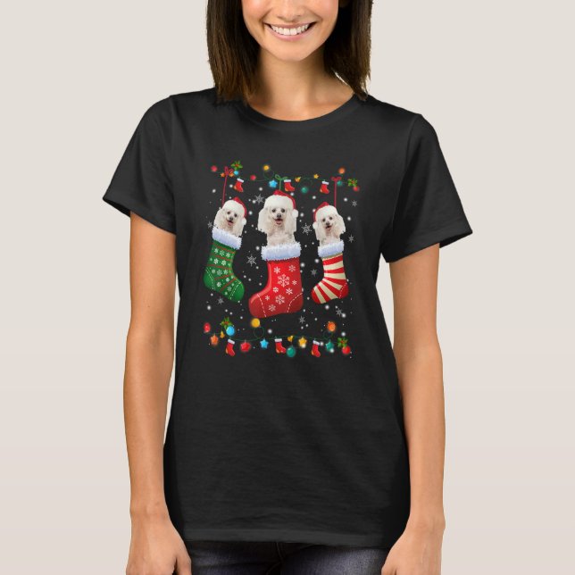 Poodle Christmas Socks   Xmas Pajama Dog   T-Shirt (Front)