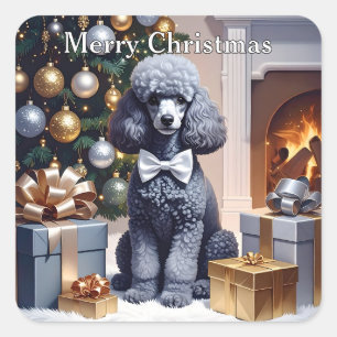 Poodle Christmas Square Sticker