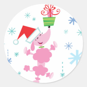 Poodle Christmas Stickers