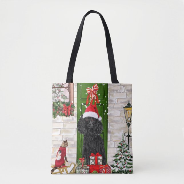 Poodle Christmas Tote Bag (Front)