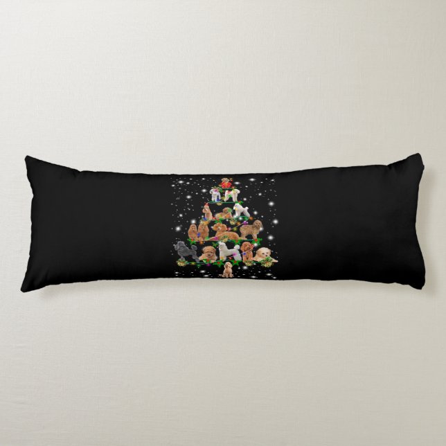 Poodle Christmas Tree Covered By Flashlight Body Cushion (Front)