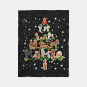 Poodle Christmas Tree Covered By Flashlight Fleece Blanket