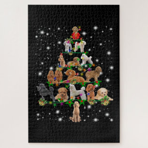 Poodle Christmas Tree Covered By Flashlight Jigsaw Puzzle