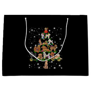 Poodle Christmas Tree Covered By Flashlight Large Gift Bag
