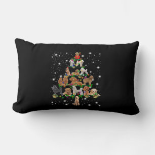 Poodle Christmas Tree Covered By Flashlight Lumbar Cushion