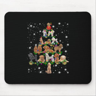 Poodle Christmas Tree Covered By Flashlight Mouse Pad