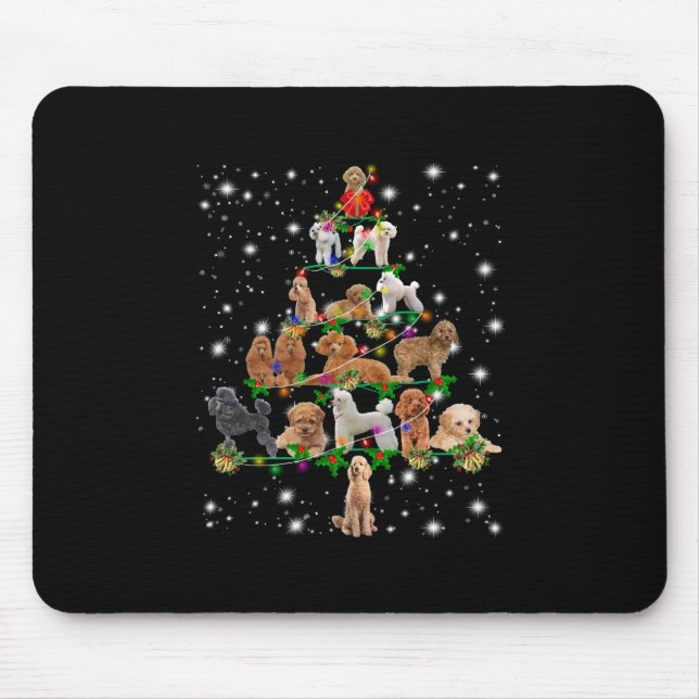 Poodle Christmas Tree Covered By Flashlight Mouse Pad (Front)