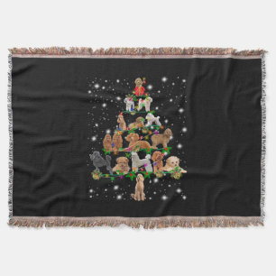 Poodle Christmas Tree Covered By Flashlight Throw Blanket