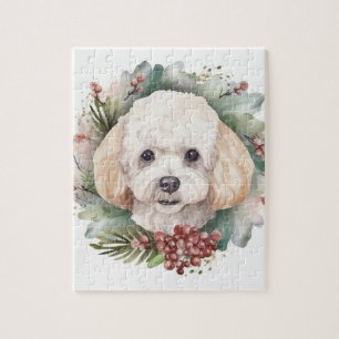 Poodle Christmas Wreath Festive Pup Jigsaw Puzzle