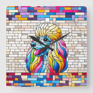 Poodle - Colourful Mosaic art Square Wall Clock