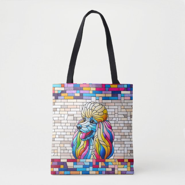 Poodle - Colourful Mosaic art Tote Bag (Front)