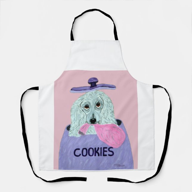 Poodle Cookie Thief All-Over Print Apron (Front)
