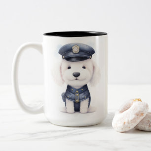 Poodle Cop in Action...Sniffing Out Trouble Two-Tone Coffee Mug