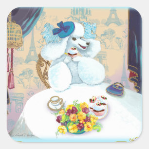 Poodle Cupcake Tea Party Square Sticker
