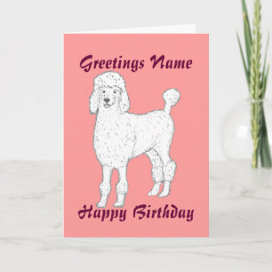 Poodle customisable birthday card add name front