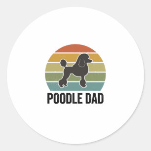 Poodle Dad Vintage Sunset Dog Lover Design_1 Classic Round Sticker
