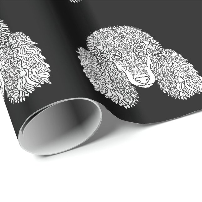 Poodle - Detailed Dogs Wrapping Paper (Roll Corner)