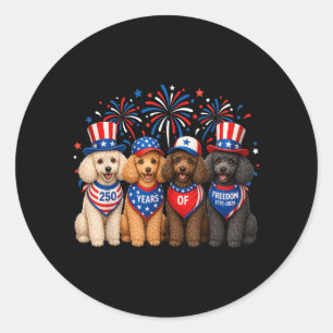 Poodle Dog 250 Years Aamerican 1776 2026 4th July Classic Round Sticker