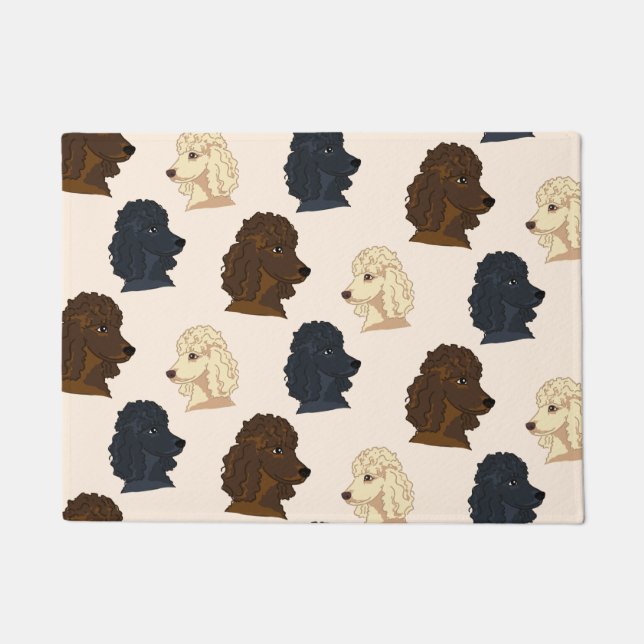 Poodle dog animal pattern beige pet cute puppy   doormat (Front)