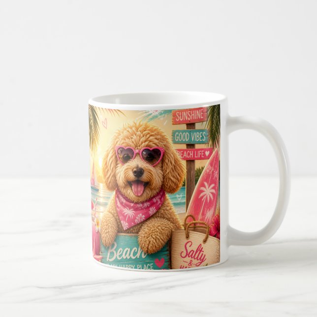 Poodle Dog at the Beach Coffee Mug (Right)