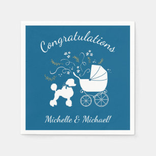 Poodle Dog Baby Shower Puppy Blue Boy Napkin