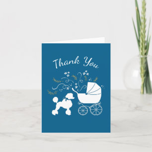 Poodle Dog Baby Shower Puppy Blue Boy Thank You Card