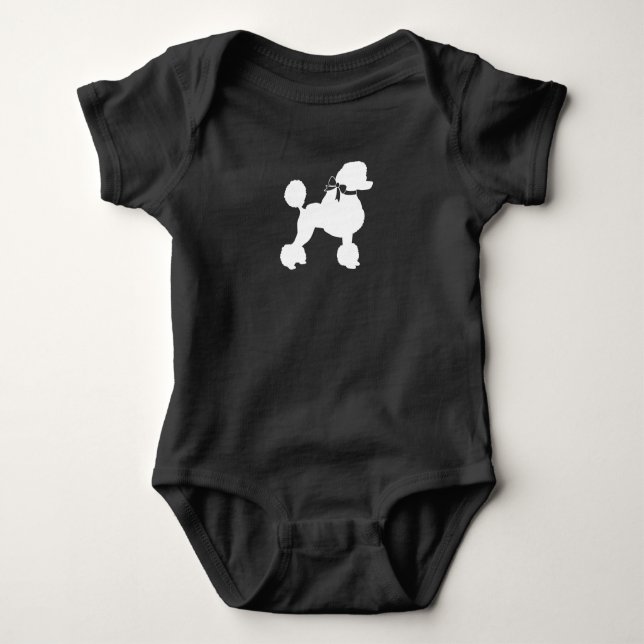 Poodle Dog Baby Shower Puppy Grey Gender Neutral Baby Bodysuit (Front)