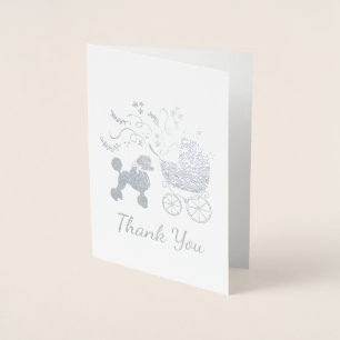 Poodle Dog Baby Shower Puppy Grey Gender Neutral Foil Card