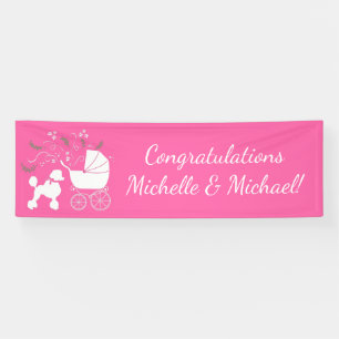 Poodle Dog Baby Shower Puppy Pink Girl Banner