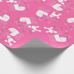 Poodle Dog Baby Shower Puppy Pink Girl Wrapping Paper