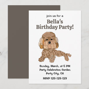 Poodle Dog Birthday Party Invitation