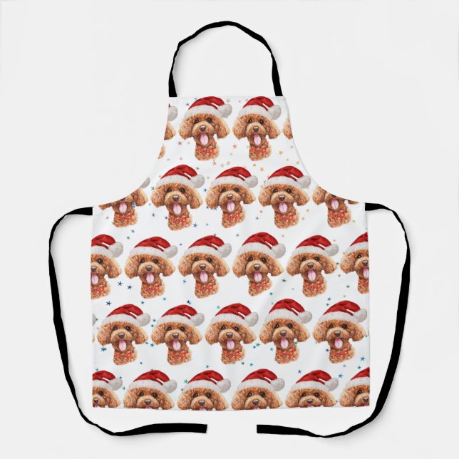 Poodle Dog Breed Christmas Stars Apron (Front)