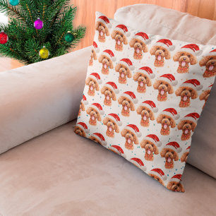 Poodle Dog Breed Christmas Stars Cushion