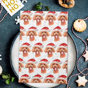 Poodle Dog Breed Christmas Stars Tea Towel