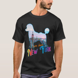 Poodle Dog Breed New York USA Cool Landmark Dog T-Shirt