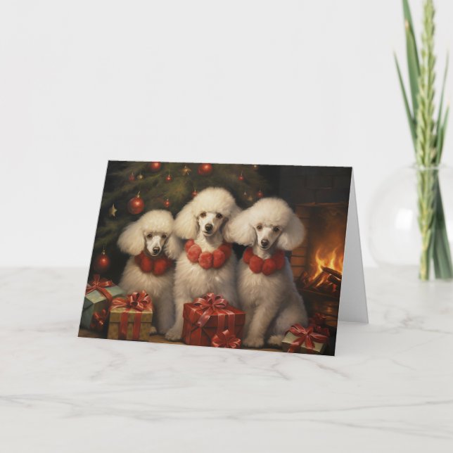 Poodle dog Christmas card (Front)