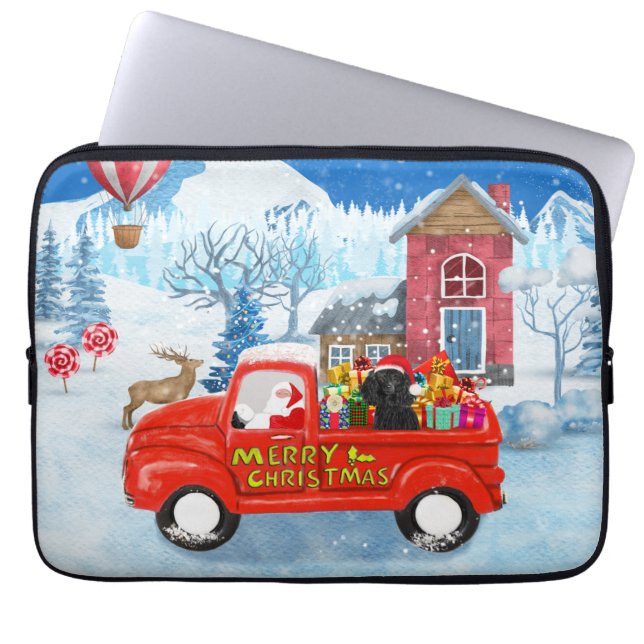 Poodle Dog Christmas Delivery Truck Snow  Laptop Sleeve (Front)