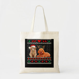 Poodle Dog Christmas Dog Light Ugly Sweater 30 Tote Bag