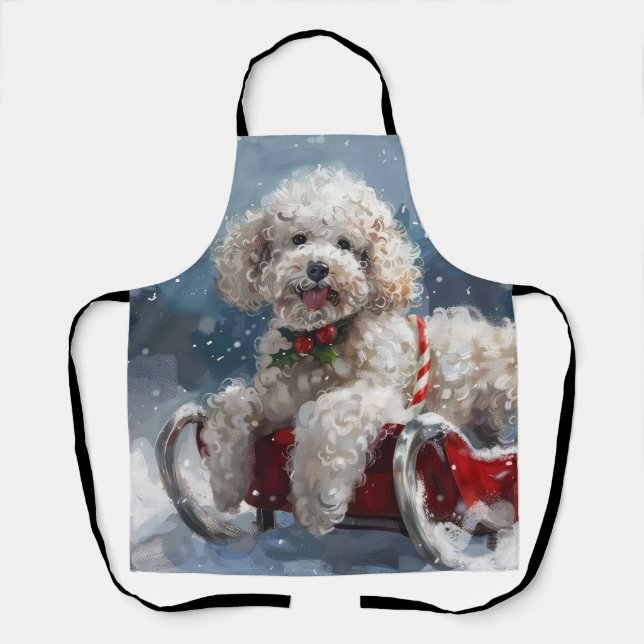 Poodle Dog Christmas Festive Apron (Front)