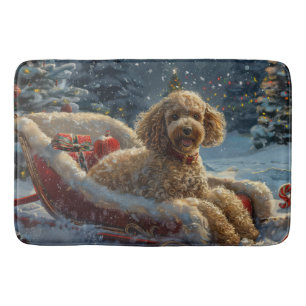Poodle Dog Christmas Festive Bath Mat