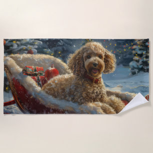 Poodle Dog Christmas Festive  Beach Towel