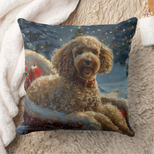 Poodle Dog Christmas Festive Cushion