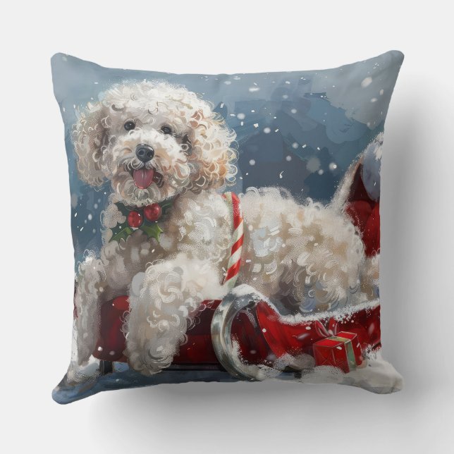 Poodle Dog Christmas Festive Cushion (Back)