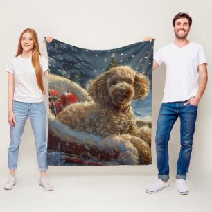 Poodle Dog Christmas Festive Fleece Blanket