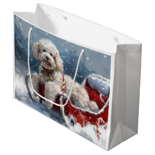 Poodle Dog Christmas Festive Large Gift Bag