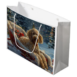 Poodle Dog Christmas Festive  Large Gift Bag
